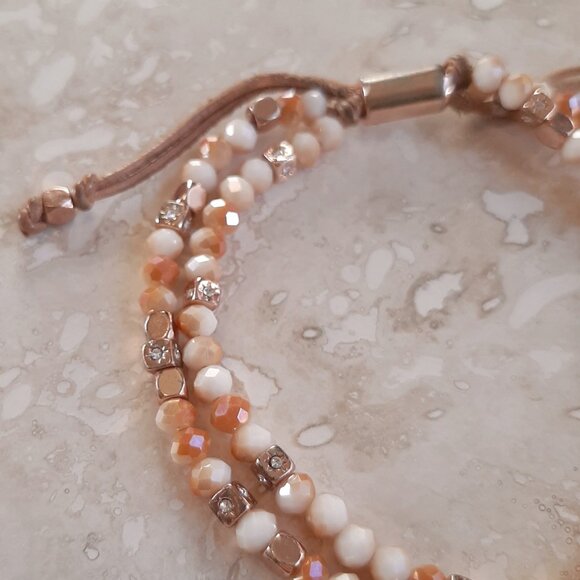 Fossil Delicate Peach & Cream Bead Bracelet - Picture 4 of 9